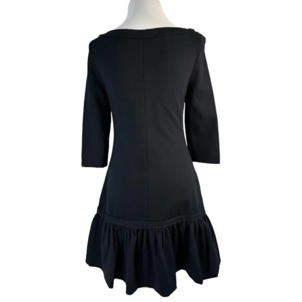 Kate Spade New York Arlen Ponte Dress Black 3/4 Sleeve Bow Drop Waist Size 2 NEW